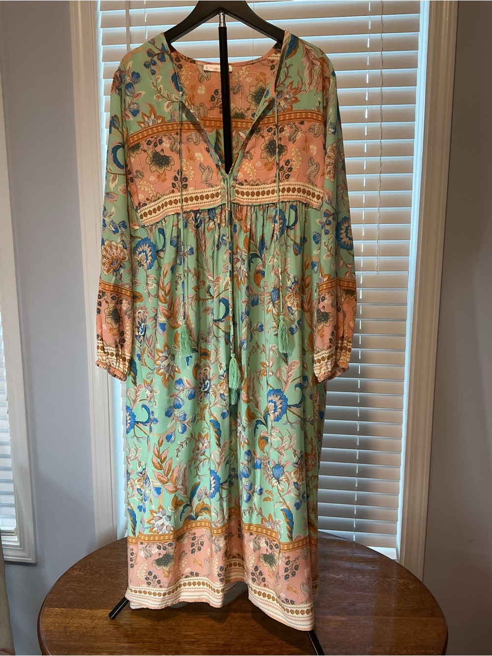 Floral Boho Maxi Dress in Mint and Peach